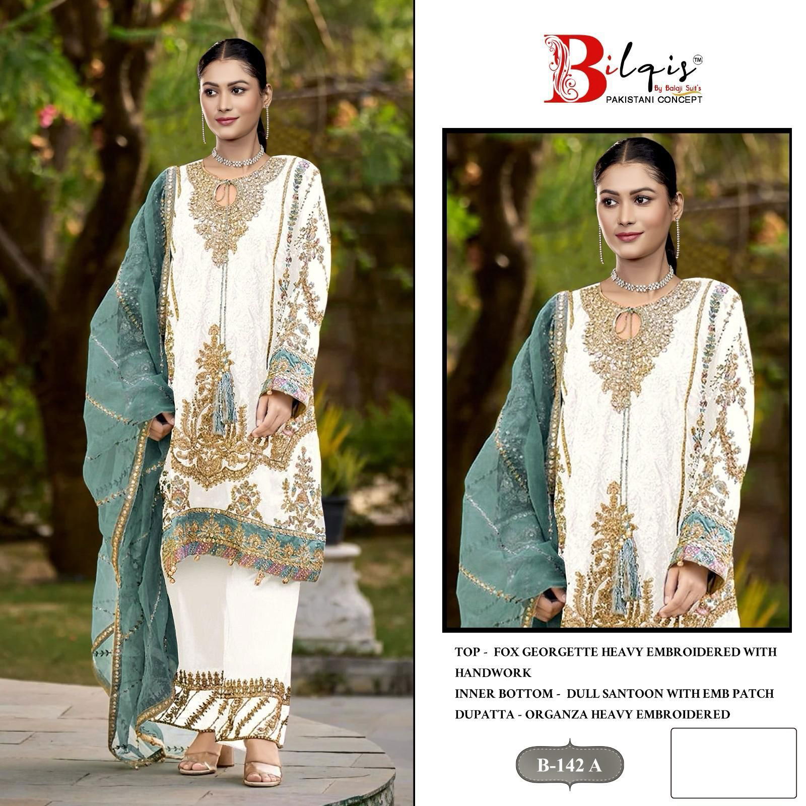 Bilqis B 142 Georgette Embroidery Pakistani Salwar Suit Wholesale In India
